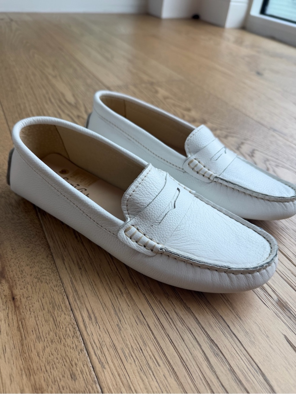Custom Made Italian Leather Loafers EU 39 US 8 Handmade Positano Italy White